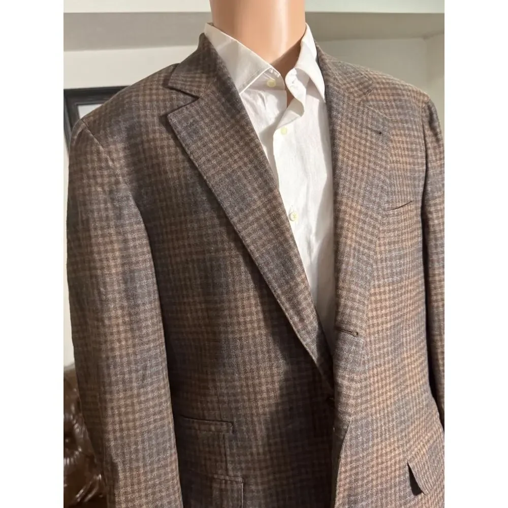 Brunello cucinelli Brown Rust Checked Blazer Sport Jacket Tweed Cashmere 50/40R